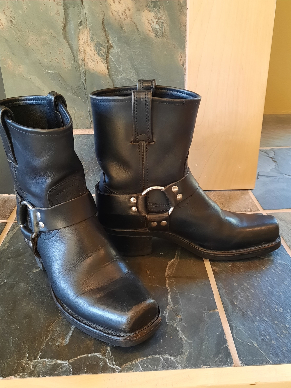 Frye Black Leather Harness Boots Size 7